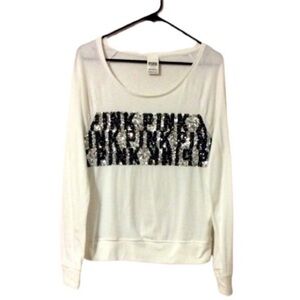 PINK VICTORIA’S SECRET Long Sleeve Thin TEE With BLING Size SMALL